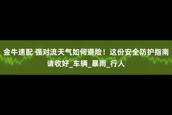 金牛速配 强对流天气如何避险！这份安全防护指南请收好_车辆_暴雨_行人