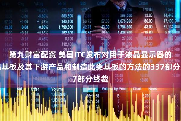 第九财富配资 美国ITC发布对用于液晶显示器的玻璃基板及其下游产品和制造此类基板的方法的337部分终裁